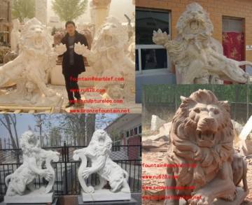 Marble Lion Sculptures
